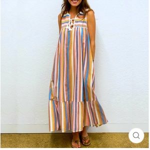COPY - Pink Chicken Stripe Jade Dress size Small